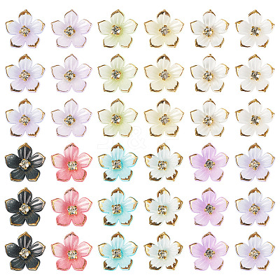 100Pcs Transparent Resin Sakura Flower Bead Caps RESI-TAC0012-20-1