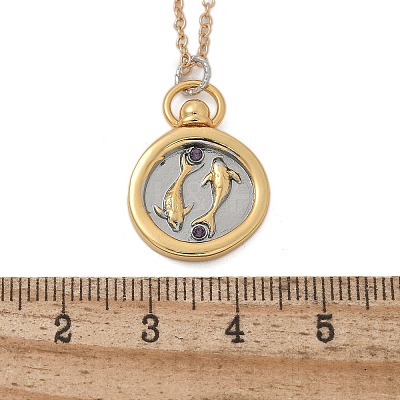 Brass Twelve Constellations Tarot Pendant Necklaces NJEW-Q006-01B-G-1