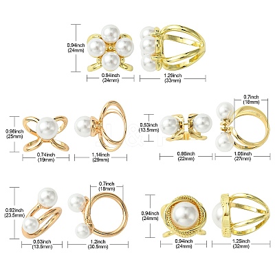 10Pcs 5 Styles Alloy with Plastic Scarf Buckle Ring AJEW-CJ0001-35-1