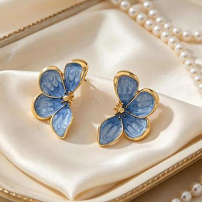 Zinc Alloy Enamel Stud Earrings for Women TW5605-2-1