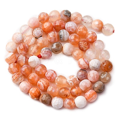 Faceted Natural Fire Crackle Agate Beads Strands G-F447-6mm-B03-1