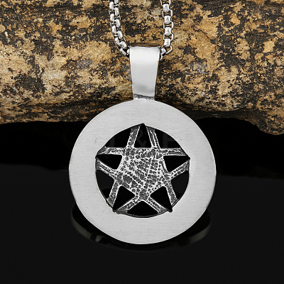 Pentagram 304 Stainless Steel Pendant Necklaces for Men FS-WGA1565-01-1