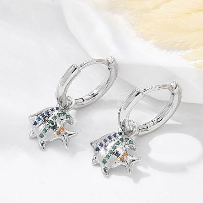 Brass Clear Cubic Zirconia Hoop Earrings EJEW-Q014-26P-1