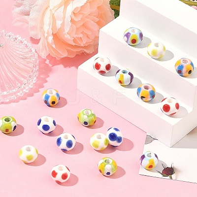 18Pcs 6 Colors Handmade Porcelain European Beads PORC-YW0001-87-1