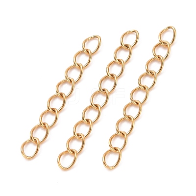 Ion Plating(IP) 304 Stainless Steel Curb Chains Extender STAS-WH0032-02B-G-1