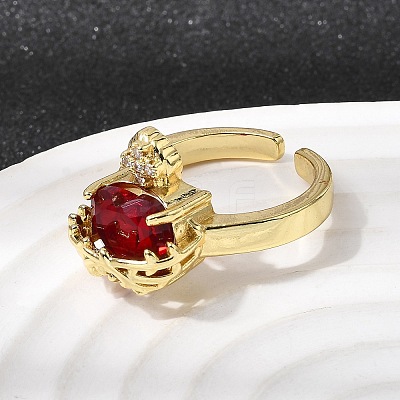 Brass Micro Pave Cubic Zirconia Open Cuff Rings RJEW-P178-02B-G-1