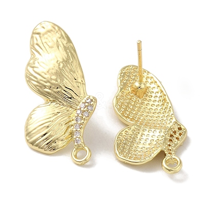 Brass Micro Pave Cubic Zirconia Studs Earring Findings LS-KK-K371-16G-1