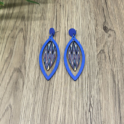 Wood Stud Dangle Earrings WG18F0D-02-1