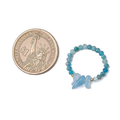 Natural Aquamarine Beaded Rings RJEW-TA00191-05-1