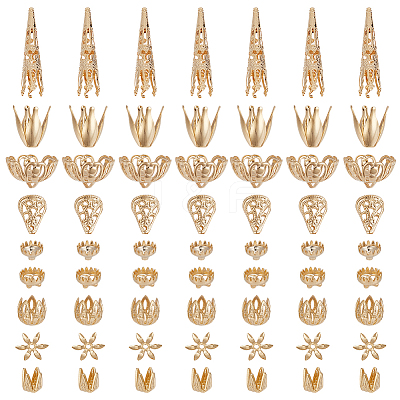72Pcs 9 Styles Brass Bead Caps FIND-AR0005-37-1