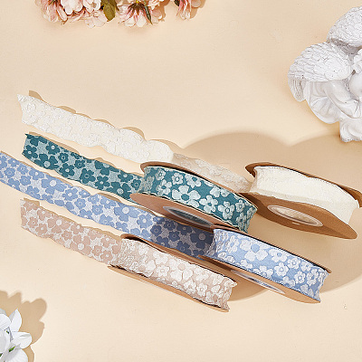 Flower Polyester Ribbons SRIB-WH20020-053A-02-1