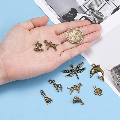 Tibetan Style Alloy Animal Pendants TIBEP-X0003-02-AB-1