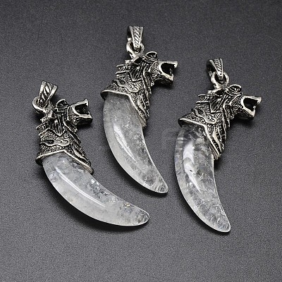 Antique Silver Zinc Alloy Natural Quartz Crystal Big Pendants G-F228-63G-FF-1