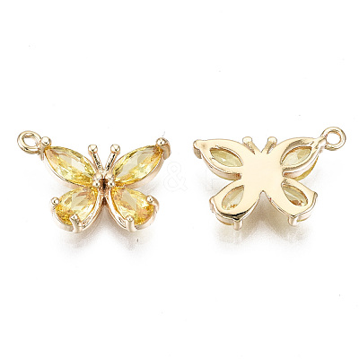 Real 18K Gold Plated Brass Micro Pave Cubic Zirconia Pendants KK-T056-59G-03-NF-1