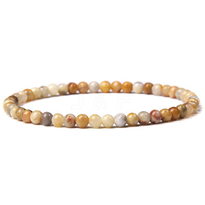 4mm Round Natural Crazy Agate Beads Bracelet for Men KG3069-14-1