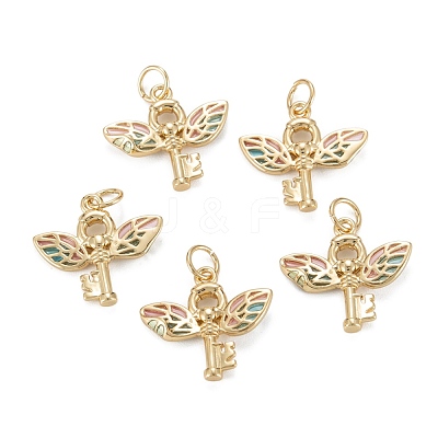 Brass Enamel  Pendants KK-C223-12G-1