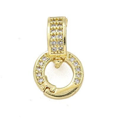 Rack Plating Round Ring Brass Micro Pave Clear Cubic Zirconia Twister Clasps KK-F876-07G-02-1
