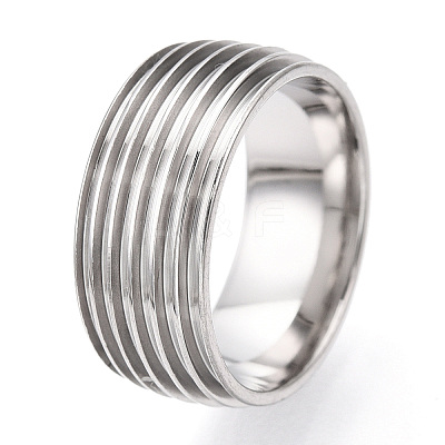 201 Stainless Steel Grooved Finger Ring Settings STAS-WH0047-09S-1