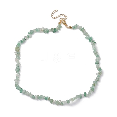 Natural Green Aventurine Chip Beaded Necklace NJEW-JN04616-14-1