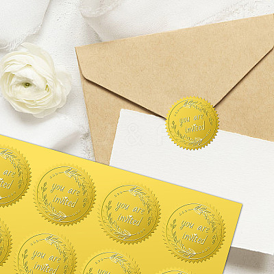 12 Sheets Self Adhesive Gold Foil Embossed Stickers DIY-WH0451-030-1