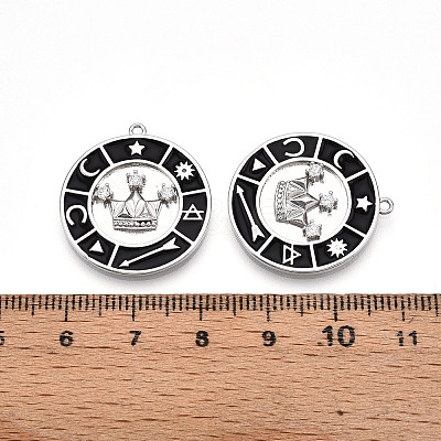 Brass Micro Pave Cubic Zirconia Enamel Pendants ZIRC-T016-18P-1