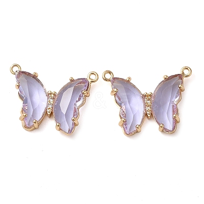 Brass Pave Faceted Glass Connector Charms FIND-Z020-03L-1