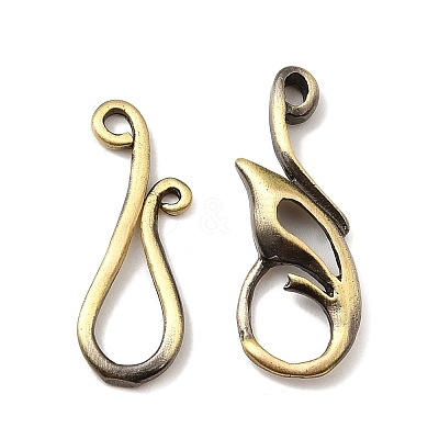 Brass Hook Clasps KK-G323-11AB-RS-1