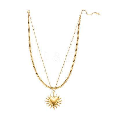 Summer Beach 304 Stainless Steel Double Layer Pendant Necklaces for Women FS-WG35B3D-03-1