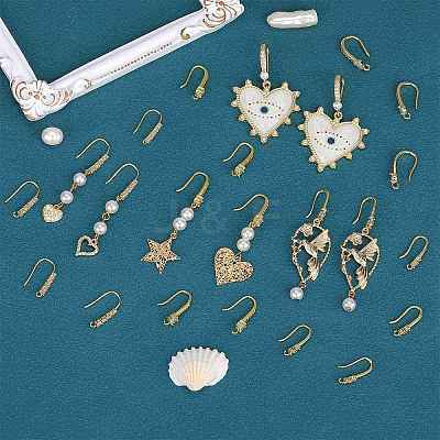 10 Pairs Brass Micro Pave Clear Cubic Zirconia Earring Hooks ZIRC-SZ0005-20-1