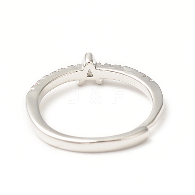 Clear Cubic Zirconia Initial Letter Adjustable Ring RJEW-C052-01P-A-1