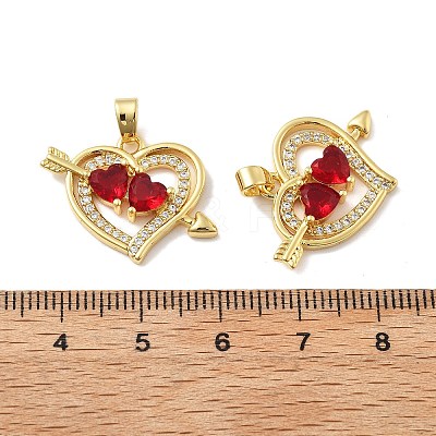 Heart Brass Micro Pave Cubic Zirconia Pendants KK-M325-16B-G-1