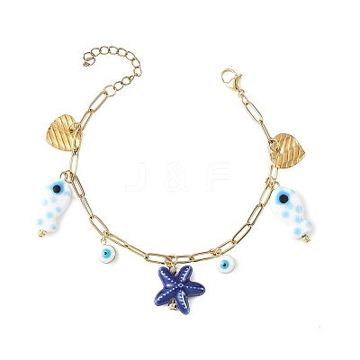 304 Stainless Steel Paperclip Chains Bracelets for Women BJEW-JB14198-02-1