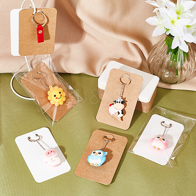 2 Bags 2 Colors Rectangle Paper Keychain Display Cards CDIS-BC0001-02-1