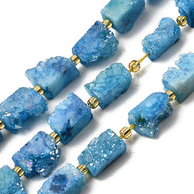 Electroplated Natural Druzy Agate Beads Strands G-R012-A02-03-1