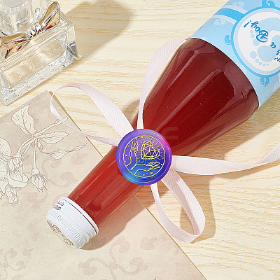 Brass Wax Seal Stamps with Wood Handle AJEW-WH0412-0147-1