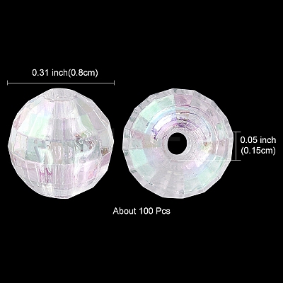Faceted Eco-Friendly Transparent Acrylic Round Beads TACR-YW0001-85-1
