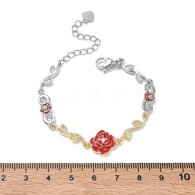 Brass Micro Pave Clear Cubic Zirconia Link Chain Bracelets for Women BJEW-C156-05GP-1