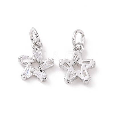 Star Brass Micro Pave Clear Cubic Zirconia Charms KK-G435-43P-1