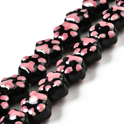 Handmade Printed Porcelain Beads PORC-F005-02B-1