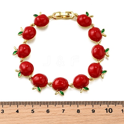 Brass Enamel Link Bracelets BJEW-K278-01A-G-1
