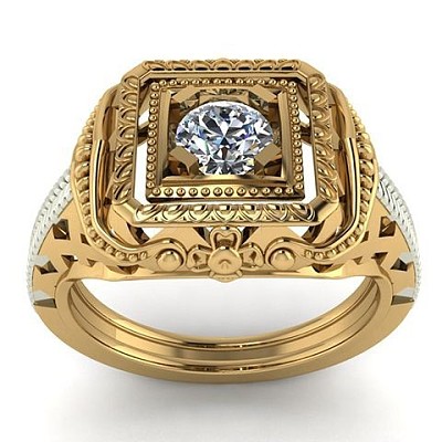 Square Alloy with Crystal Rhinestone Finger Rings FS-WG4A2D8-28-1