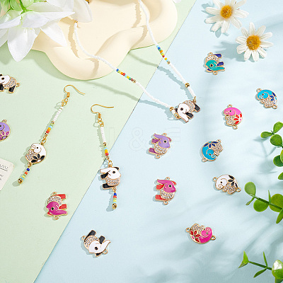 50Pcs 10 Colors Alloy Crystal Rhinestone Connector Charms PALLOY-PH00022-25-1