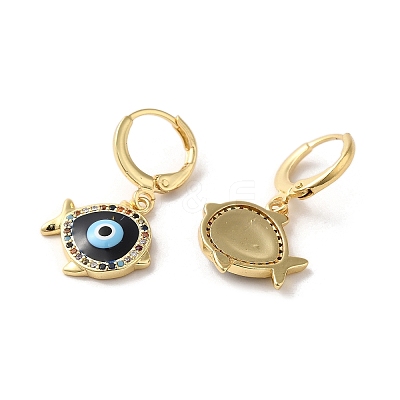 Evil Eye Golden Brass Dangle Leverback Earrings EJEW-Q797-01D-G-1