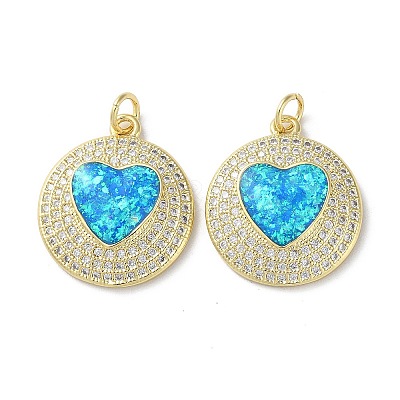 Brass Micro Pave Clear Cubic Zirconia Pendants KK-C045-01B-G-1