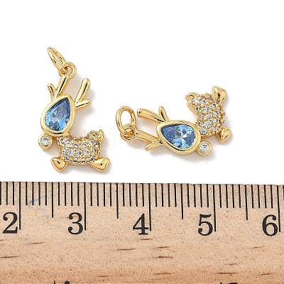Brass Micro Pave Cubic Zirconia Pendants KK-P325-37G-1