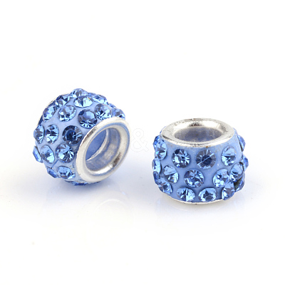 Polymer Clay Rhinestone European Beads CPDL-S007-09-1