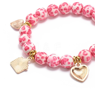 Resin Round Beaded Stretch Bracelet BJEW-JB08676-1