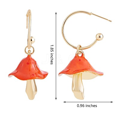 Enamel Mushroom Dangle Stud Earrings JE987C-1