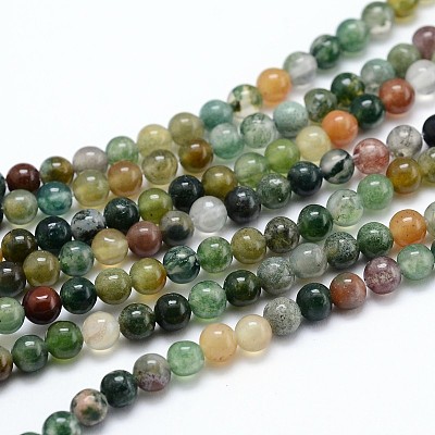 Natural Indian Agate  Round Beads Strands X-G-P100-01-1