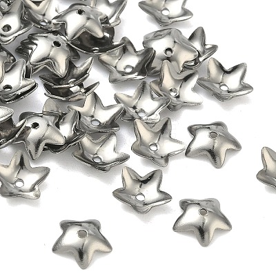 Tarnish Resistant 5-Petal Flower Smooth Surface 304 Stainless Steel Bead Caps STAS-R065-56-1